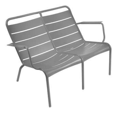 Bench With Backrest Luxembourg Duo By Fermob Grey Silver Metal