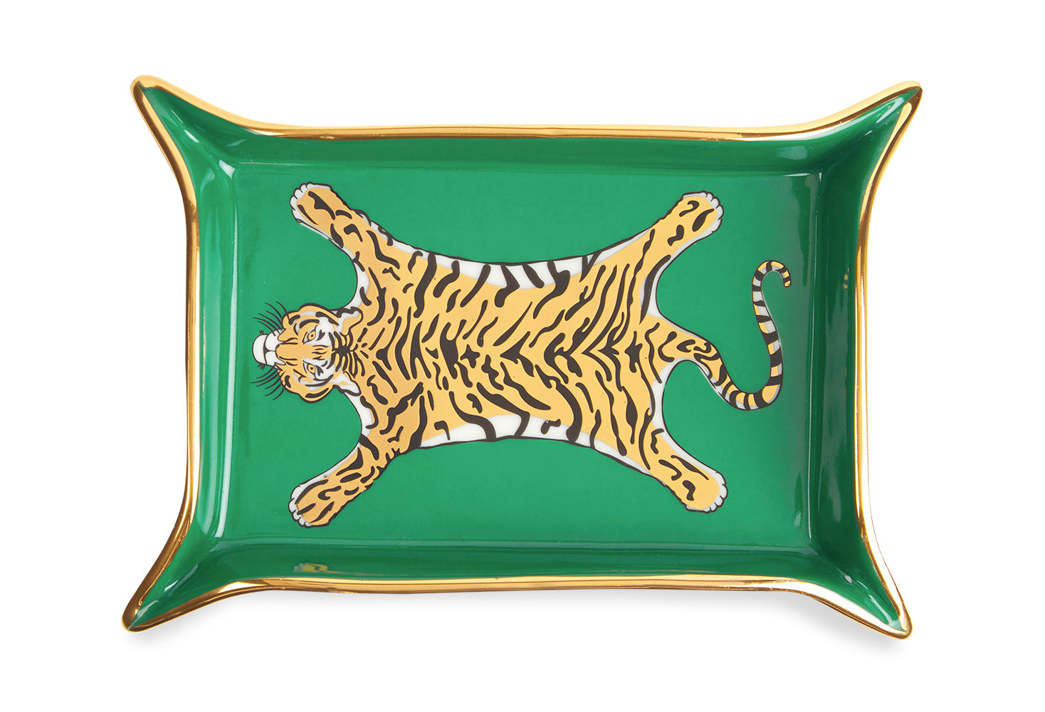 N.Y.発【新品】JONATHAN ADLER★16kGOLDトレイ[タイガー] Jonathan Adler Tigre Small dish - green | Made In Design UK