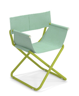 Mobilier - Chaises, fauteuils de salle à manger - Fauteuil pliant Snooze Directeur / Tissu & Métal - Emu - Menthe / Structure verte - Acier verni, Tissu technique