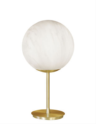 Luminaire - Lampes de table - Lampe à poser Mineral / Plastique effet marbre - Ø 40 x H 75 cm - Slide - Gris / Laiton - Laiton, Polyéthylène recyclable