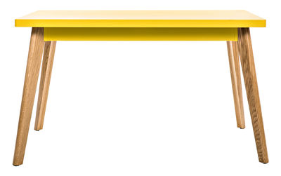 Mobilier - Tables - Table rectangulaire 55 / 130 x 70 cm - Métal & pieds bois - Tolix - Citron / Pieds bois - Acier recyclé laqué, Chêne massif
