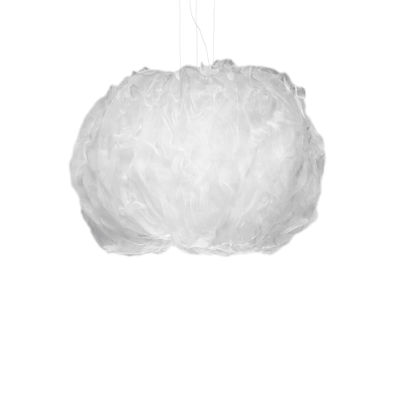 Lighting - Pendant Lighting - Nuée Medium Pendant - / LED - Fabric / 70 x 50 cm by Foscarini - White - Technical fabric