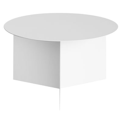 Image of Tavolino basso Slit Round XL / Ø 65 X H 35.5 cm - Hay - Bianco - Metallo