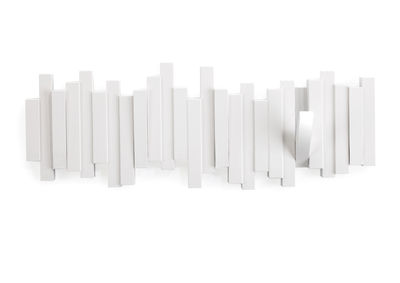 Image of Appendiabiti Sticks - / 5 Ganci ribaltabili - L 48 cm di Umbra - Bianco - Materiale plastico