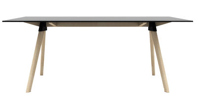 Mobilier - Tables - Table rectangulaire Butch - The Wild Bunch / 180 x 90 cm - Magis - Noir / Pieds bois naturel - Hêtre massif, HPL, Polypropylène