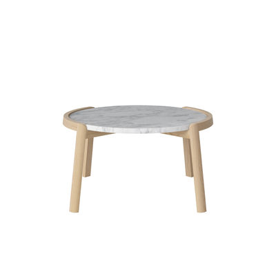 Furniture - Coffee Tables - Mix Coffee table - / Ø 65 x H 35 cm - Oak & marble by Bolia - Ø 65 x H 35 cm / White-grey marble - Marble, Solid oak FSC