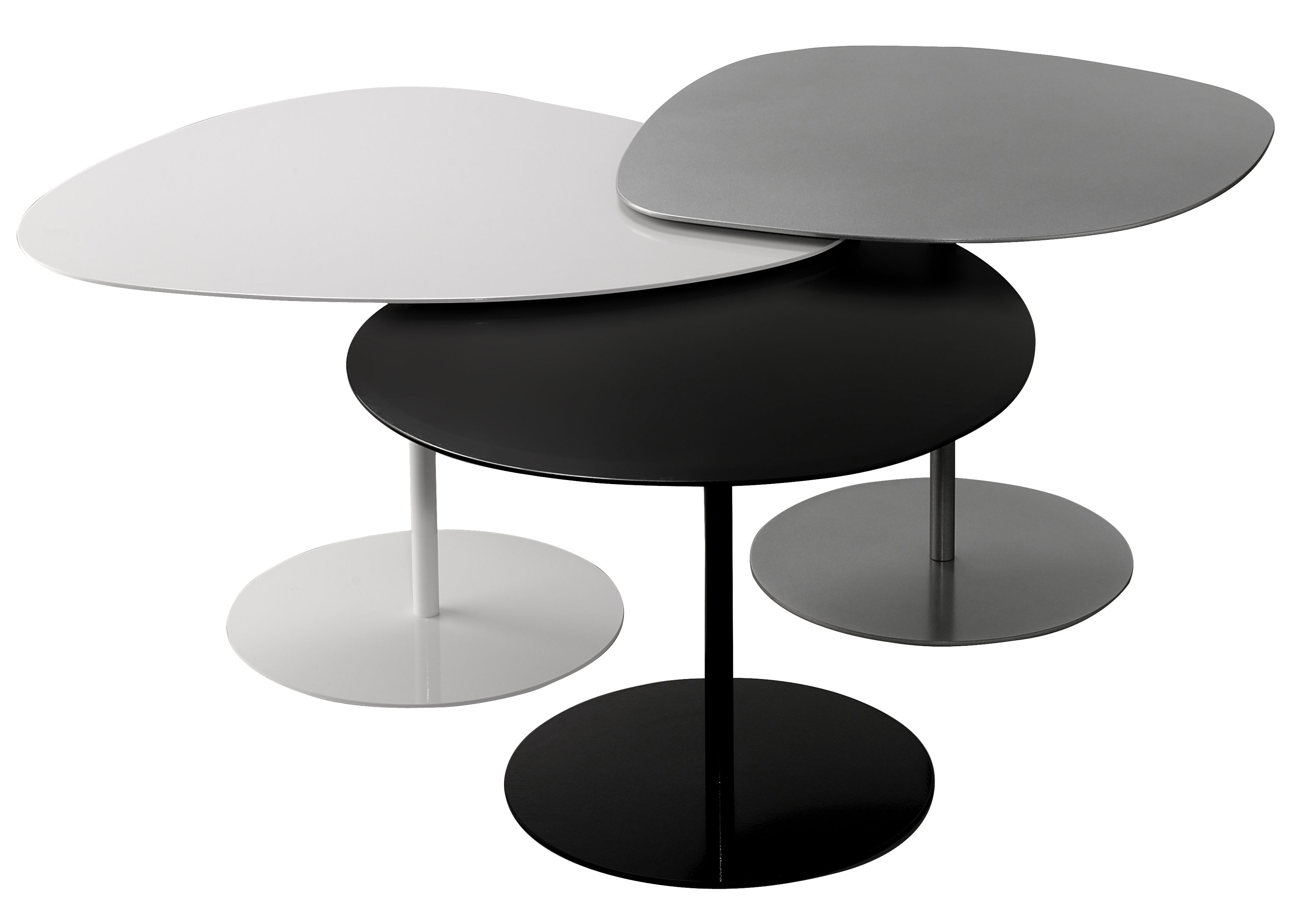 Tables gigognes 3 Galets Outdoor Matière Grise Blanc/Gris/Noir Made