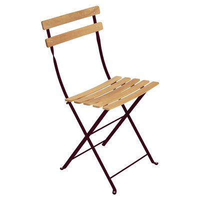 Furniture - Chairs - Bistro Folding chair - / Wood by Fermob - Black cherry / Wood - Painted steel, Treated beechwood