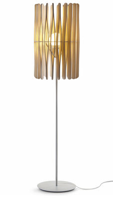 Luminaire - Lampadaires - Lampadaire Stick 01 / Abat-jour Ø 43 x H 65 cm - Fabbian - Bois clair / Modèle 1 - Bois Ayous, Métal verni
