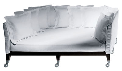 Furniture - Sofas - Neoz Straight sofa - With deep seat by Driade - Ebony - Aluminium, Linen, Mahogany