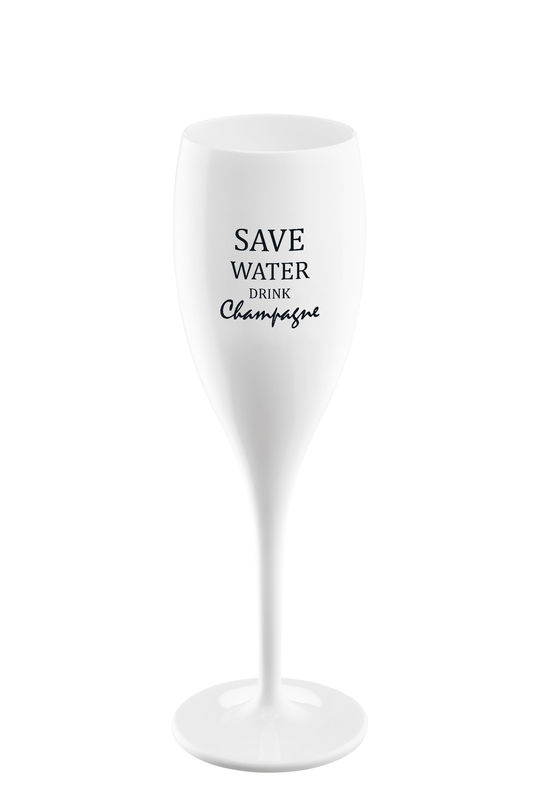 Tableware - Wine Glasses & Glassware - Cheers Champagne glass plastic material white / Plastic - Save water - Koziol - Save water - Superglas plastic