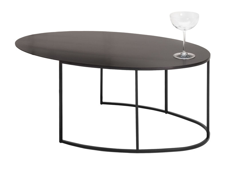 Möbel - Couchtische - Couchtisch Slim Irony Ovale metall schwarz oval / H 29 cm - Zeus - 72 x 42 cm - schwarzbraun - Stahl
