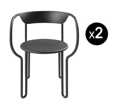Mobilier - Chaises, fauteuils de salle à manger - Fauteuil Huggy / Lot de 2 - Aluminium - Maiori - Carbone - Aluminium peint
