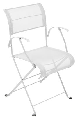 Mobilier - Chaises, fauteuils de salle à manger - Fauteuil pliant Dune / Toile - Fermob - Blanc coton - Acier laqué, Toile polyester
