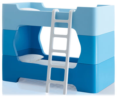 Möbel - Betten - Bunky Modul / 2 Zwischenelemente und 1 Leiter - Magis - Zwischenelemente blau / Leiter weiß - Polyäthylen