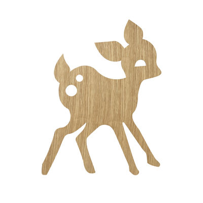 Déco - Pour les enfants - Applique avec prise My Deer / Chêne - Ferm Living - Chêne clair - Placage de chêne