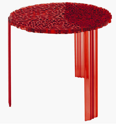 Möbel - Couchtische - T-Table Alto Couchtisch - Kartell - Rot transparent - PMMA