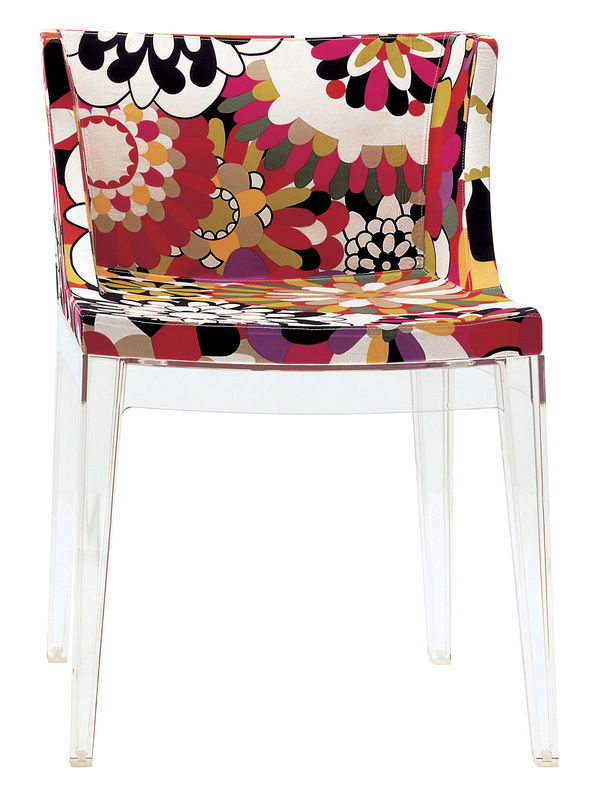 Möbel - Stühle  - Gepolsterter Sessel Mademoiselle Missoni textil rot bunt - Kartell - Blumen in Rottönen - Baumwolle, Polykarbonat, Polyurhethan