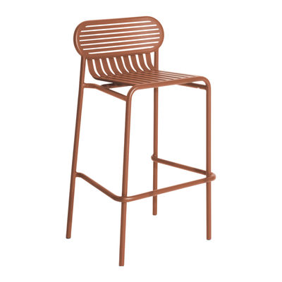 Furniture - Bar Stools - Week-end Stacking bar stool - / Aluminium - H 80 cm by Petite Friture - Terracotta - Aluminium