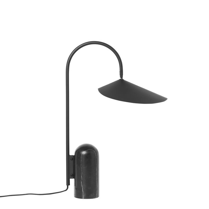 Luminaire - Lampes de table - Lampe de table Arum métal pierre noir / marbre - Orientable - Ferm Living - Noir - Acier laqué époxy, Marbre