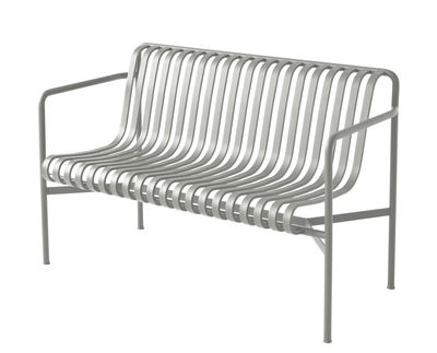 Furniture - Benches - Palissade Bench with backrest - W 128 cm - R & E Bouroullec by Hay - Light grey - Electro galvanized steel, Peinture époxy