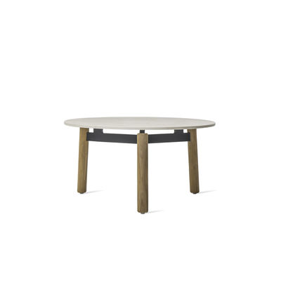 Furniture - Coffee Tables - Lento Coffee table - / Ceramic and teak - Ø 68 x H 34 cm by Vincent Sheppard - Ø 68 cm / White & teak - Ceramic, Teak, Thermolacquered aluminium