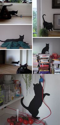 Déco - Stickers, papiers peints & posters - Sticker Guitou the Cat - Domestic - Noir - Vinyle
