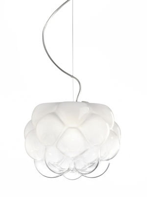 Lighting - Pendant Lighting - Cloudy Pendant by Fabbian - Ø 40 cm / White & transparent - Aluminium, Blown glass