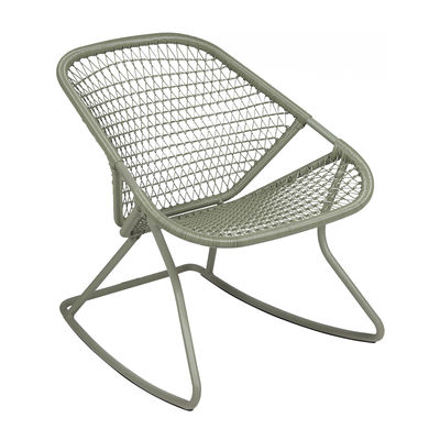 Arredamento - Poltrone design  - Rocking chair Sixties - / Seduta morbida in plastica intrecciata di Fermob - Cactus - Alluminio, Fibra polietilene