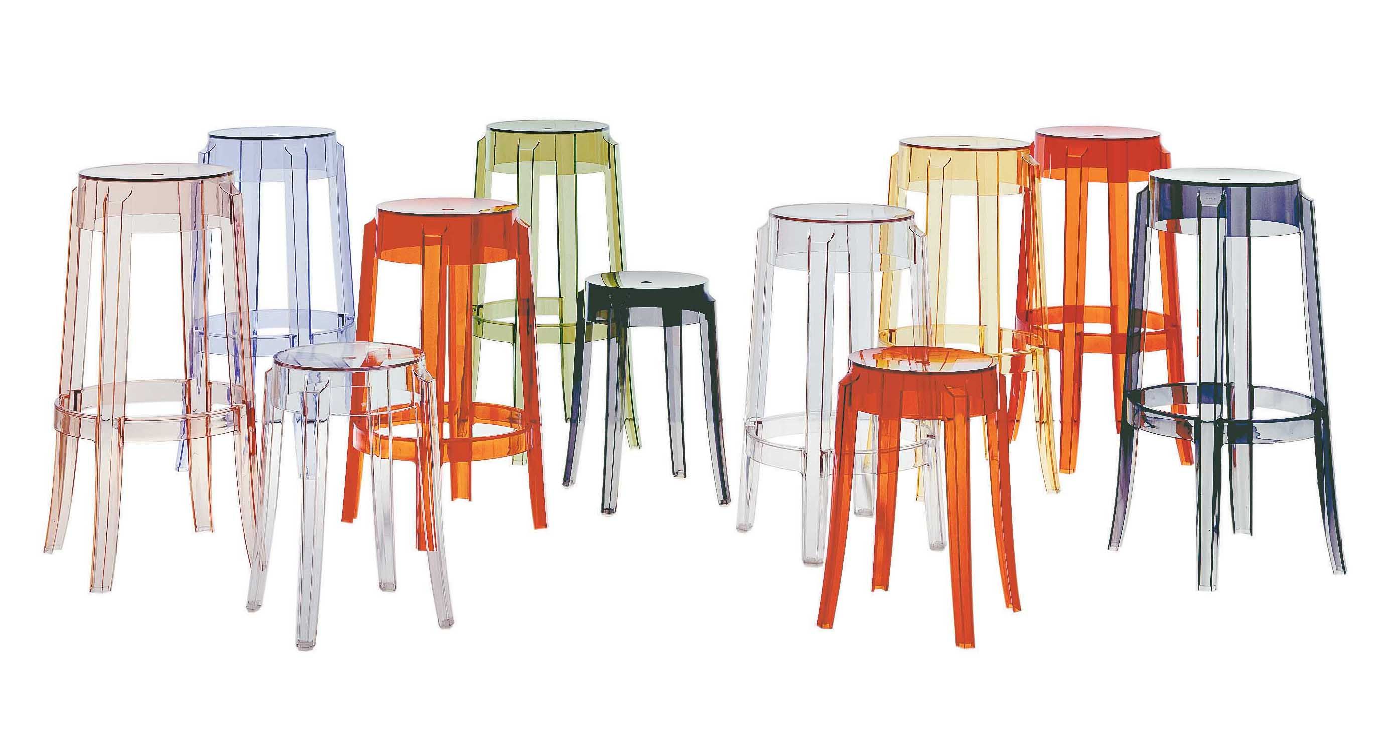 Scopri Sgabello alto Charles Ghost -h 75 cm, Fumé di Kartell, Made In  Design Italia