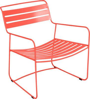 Furniture - Armchairs - Surprising Lounger Low armchair by Fermob - Nasturtium - Steel