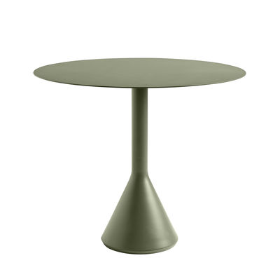 Jardin - Tables de jardin - Table ronde Palissade Cone / Ø 90 cm - Acier - Hay - Vert Olive - Acier laqué époxy, Béton teinté