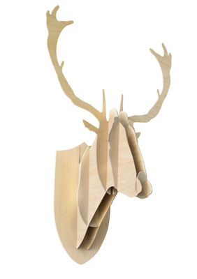 Decoration - Funny & surprising - Trophy - Deer - H 70 cm by Moustache - Natural wood - Birch plywood