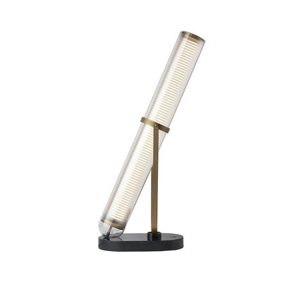 Lighting - Table Lamps - Frechin LED Table lamp - / H 65 cm - Glass & marble by DCW éditions - White & gold / Black marble - Borosilicated glass, Marble, Metal
