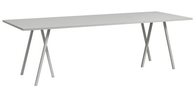 Mobilier - Bureaux - Table rectangulaire Loop / L 250 cm - Hay - Gris - Acier laqué