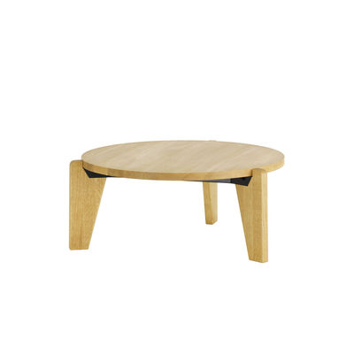 Furniture - Coffee Tables - Guéridon Bas Coffee table - / Ø 80 x H 34 - By Jean Prouvé, 1944 by Vitra - Natural oak - Epoxy lacquered steel, Solid oak