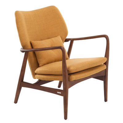 Furniture - Armchairs - Peggy Padded armchair - / Fabric & Wood by Pols Potten - Ochre / Natural wood - Fabric, Foam, Varnished ashwood