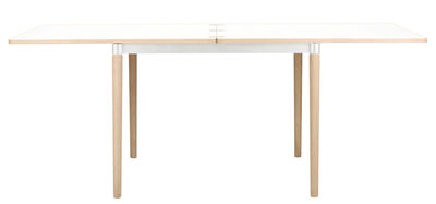Mobilier - Tables - Table à rallonge Double up / L 96 à 192 cm - Bolia - Blanc / Pieds chêne - Acier verni, Chêne massif blanchi , Stratifié