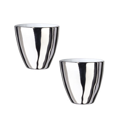 Tableware - Coffee Mugs & Tea Cups - Assoiffés Cup - / Set of 2 by Tsé-Tsé - Platinium, glazed outside - China