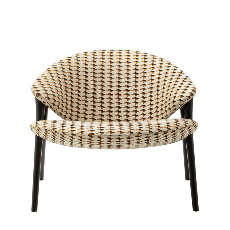 Furniture - Armchairs - Oliva Tulip Low armchair textile orange / Wood & fabric - Zanotta - Orange / Black wood - Cotton, Lacquered maple, Polyester fibre, Polyurethane foam, Steel