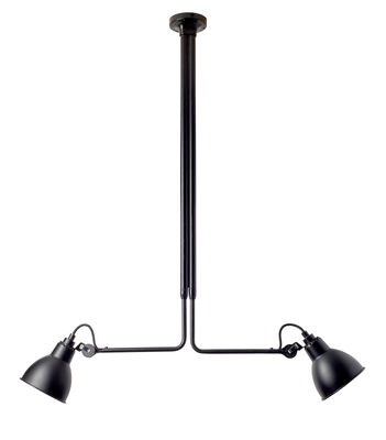 Luminaire - Suspensions - Plafonnier N°314 Double / 2 bras télescopiques - L 86 à 150 cm - DCW éditions - Noir - Acier, Fonte d'acier