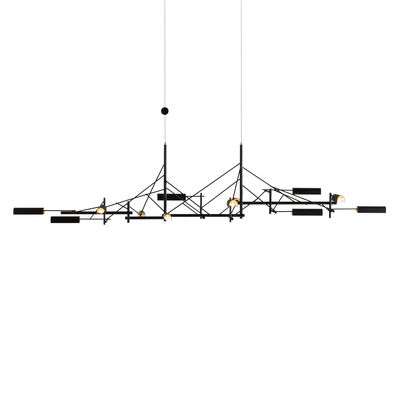 Illuminazione - Lampadari - Sospensione Tinkering Large - / LED - 139 x 47 cm / Metallo di Moooi - L 139 cm / Nero & Ottone - Acciaio, Ottone