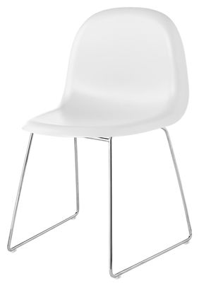 Möbel - Stühle  - 3D Stuhl Kufengestell - HiRek-Schale - Gubi - Schale weiß / Gestell verchromt - polymerbeschichtete Holzfaserplatte, verchromter Stahl