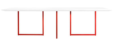 Mobilier - Tables - Table rectangulaire Gazelle / 240 x 90 cm - Driade - Plateau blanc / Pied rouge - Acier, Laminé, MDF