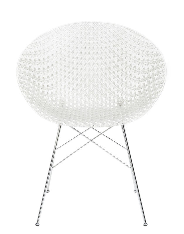 Furniture - Chairs - Smatrik Armchair plastic material transparent / Plastic seat & metal legs - Kartell - Crystal / Chrome - Chromed steel, Polycarbonate