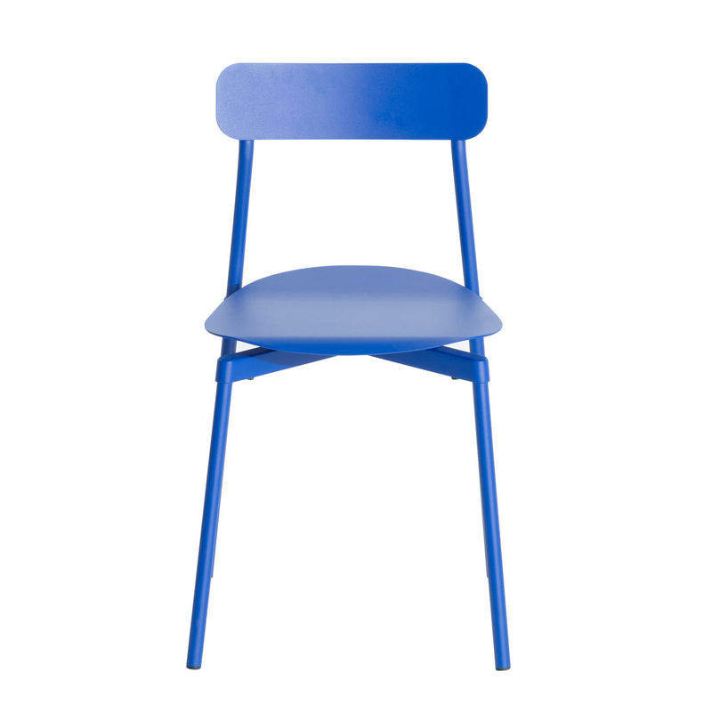 Furniture - Chairs - Fromme Stacking chair metal blue / Aluminium - Petite Friture - Blue - Aluminium