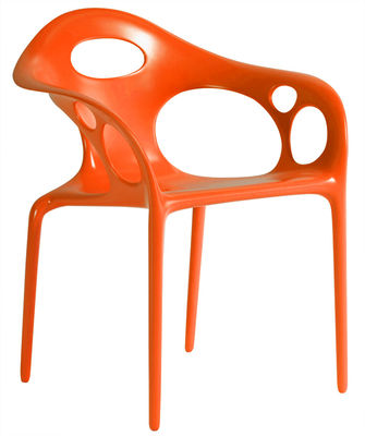 Mobilier - Chaises, fauteuils de salle à manger - Fauteuil empilable Supernatural / Plastique - Moroso - Orange - Fibre de verre, Polypropylène