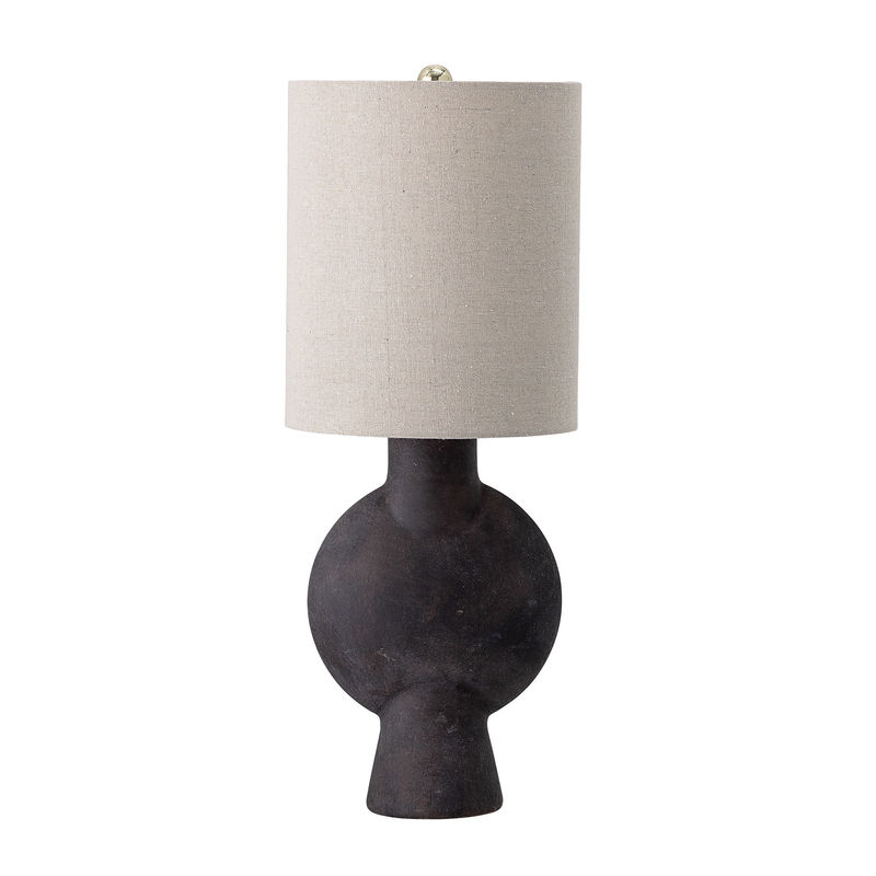 Luminaire - Lampes de table - Lampe de table  tissu céramique beige / Lin & terre cuite - H 54 - Bloomingville - Ecru / Marron - Fer, Lin, Terre cuite