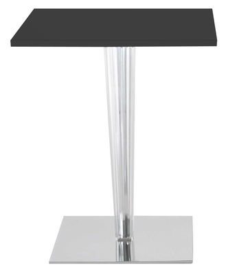Mobilier - Tables - Table carrée Top Top / Laquée - 70 x 70 cm - Kartell - Noir/ pied carré - Aluminium, PMMA, Polyester laqué