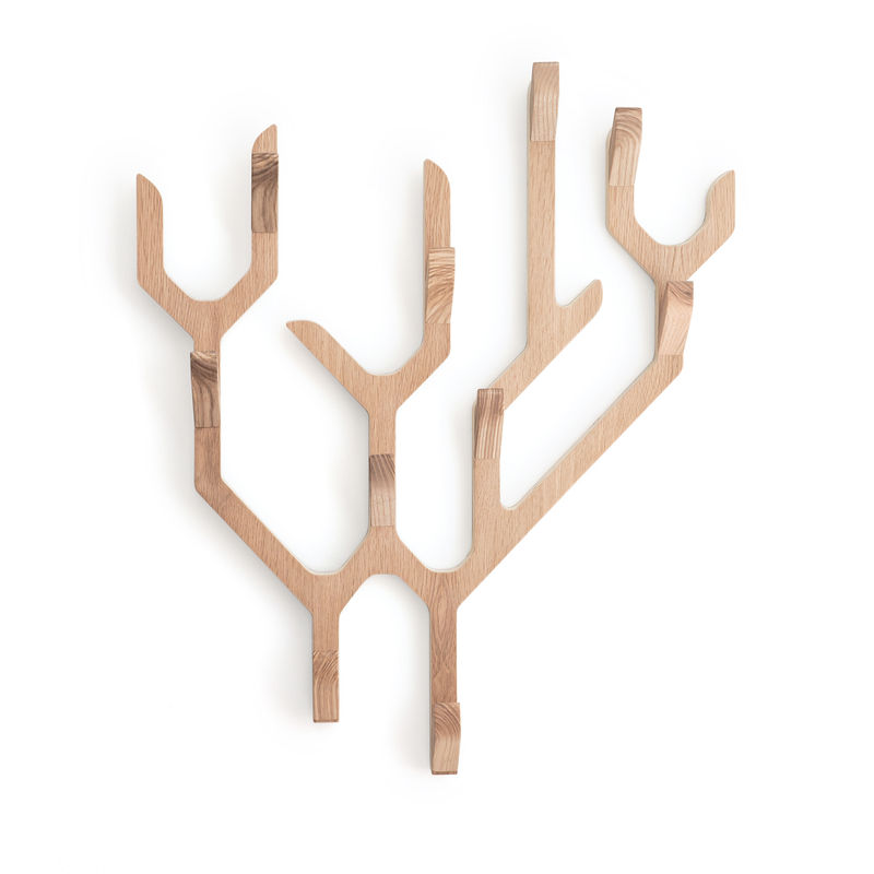Furniture - Coat Racks & Pegs - Ambroise Wall coat rack natural wood / L 56 x H 68 cm - Oak - Hartô - Natural oak - MDF veneer oak